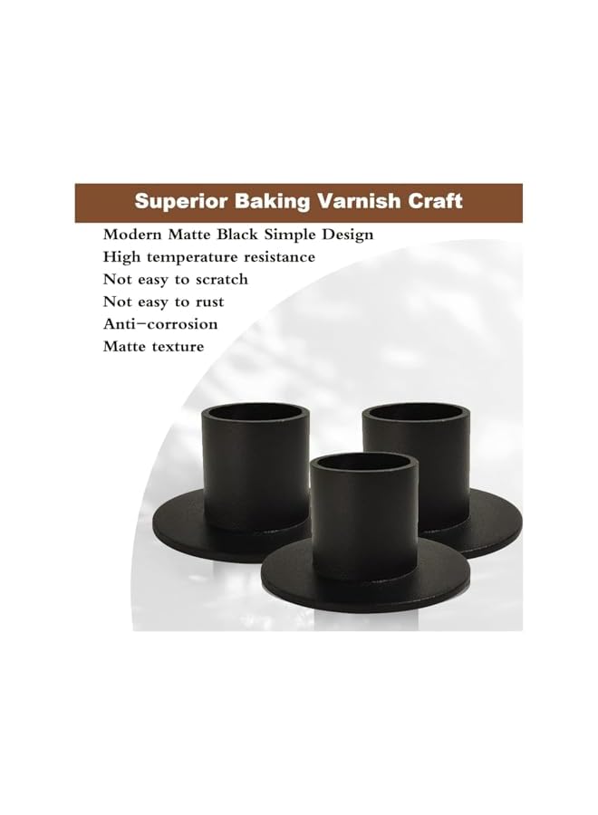 The Bros Taper Candle Holder, Candle Holders for Pillar Candles, Matte Black Candlestick Holder Centerpieces for Home Decoration, Wedding Anniversary, Party, Housewarming Gifts,Set of 8,Round (Set of 4) - Image 3