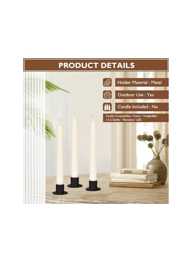 The Bros Taper Candle Holder, Candle Holders for Pillar Candles, Matte Black Candlestick Holder Centerpieces for Home Decoration, Wedding Anniversary, Party, Housewarming Gifts,Set of 8,Round (Set of 4) - Image 4