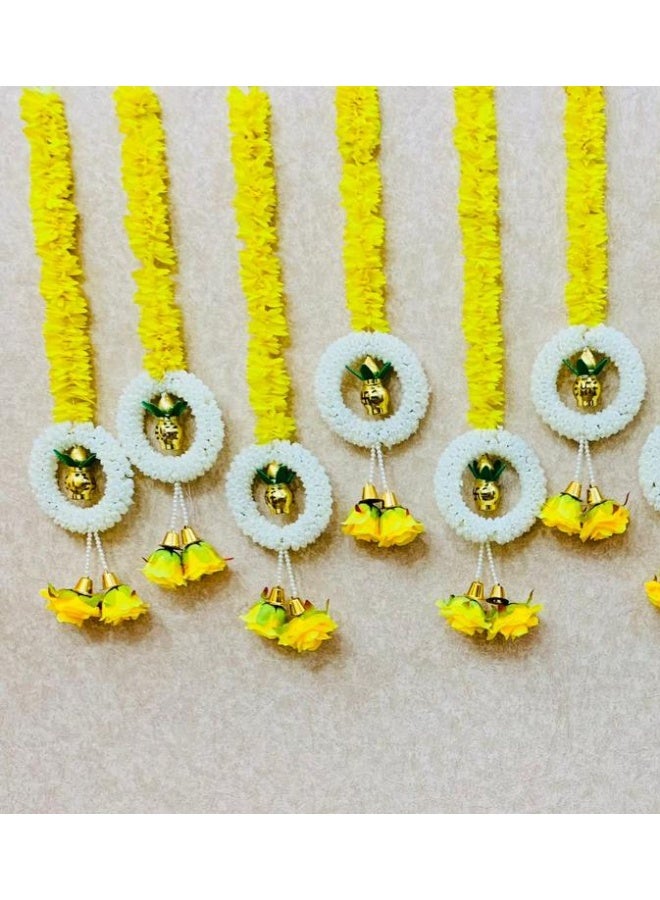 زينة ديوالي، / جاجرا معلقة مع حلقة زهرية وزهرة معلقة، مزينة بكلاش ذهبي