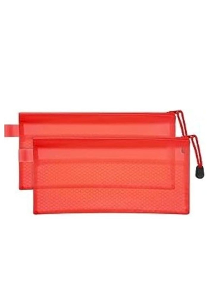 Transparent Waterproof File Pouch S-1001 – Secure Zipper, A6 Size, Single Piece for Document Protection, Red Color - Image 1