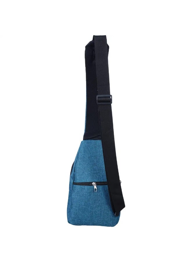 Men's Canvas Crossbody Bag, 17 x 29 cm, 4 Zippers - Turquoise - Image 1