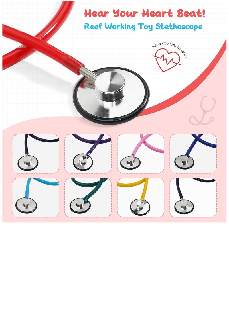 مخطوطات سماعة طبيب حقيقية للعمل، سماعة طبية مزدوجة الرأس للأطفال، لعب دور الأطفال، الاستماع إلى هدايا لعبة وظيفية لنبضات القلب - أحمر  - Image 4