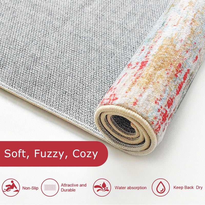 Kozyfly منطقة قابلة للغسل سجادة 5x7 سجاد أومبير الحديثة لغرفة المعيشة سجادة منطقة مخططة ناعمة لطيب غرفة نوم طباعة سجادة خضراء تجريدية لغسيل طفل غرفة الغسيل - Image 3