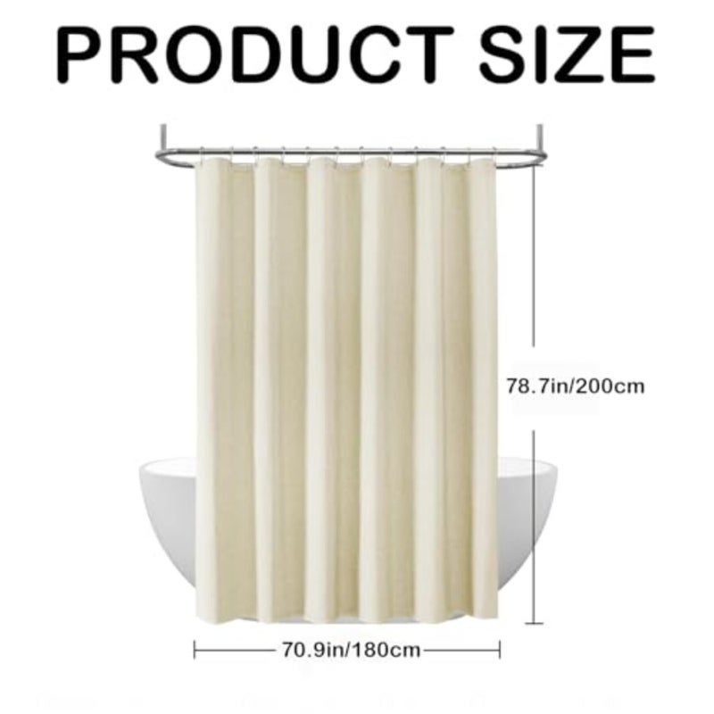 baihuo180x200cm Linen Shower Curtain Liner Waterproof Heavy Duty Fabric Bath Curtain with 12 Metal Hooks Hotel Luxury Waterproof Decorative Shower Curtains for bathroom Bathtubs - Image 2