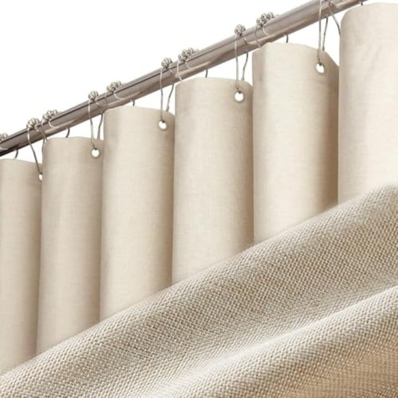 baihuo180x200cm Linen Shower Curtain Liner Waterproof Heavy Duty Fabric Bath Curtain with 12 Metal Hooks Hotel Luxury Waterproof Decorative Shower Curtains for bathroom Bathtubs - Image 1