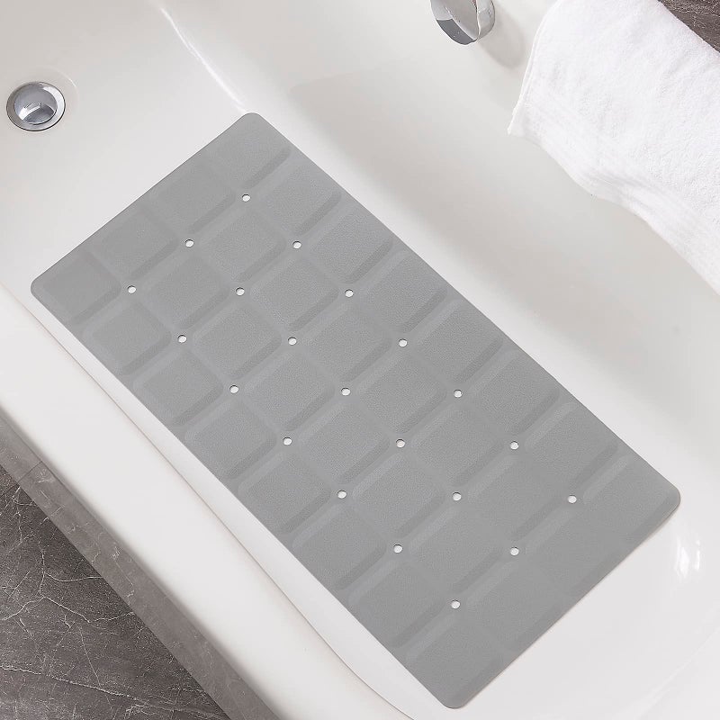 Webos Foldable Non Slip Silicon Bath Mat Bathtub mat no Suction Cups Shower mats for Textured Tub and Reglazed Tub Foldable Grey 28inch x 14inch