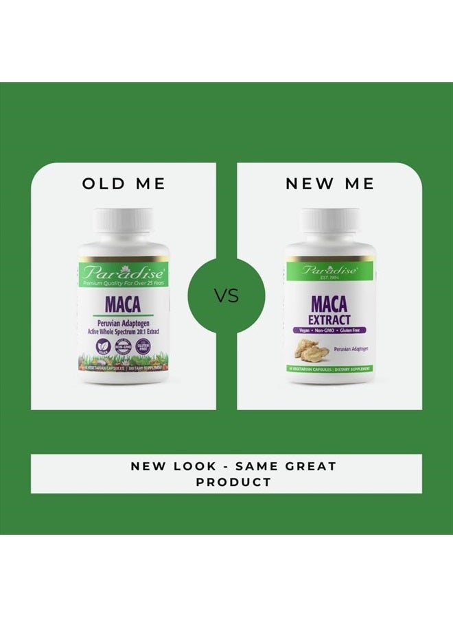 Paradise Herbs مستخلص جذر الماكا، قوي للغاية، نقي للغاية، نباتي، غير معدّل وراثيًا، خالي من الغلوتين، 60 كبسولة نباتية - Image 3