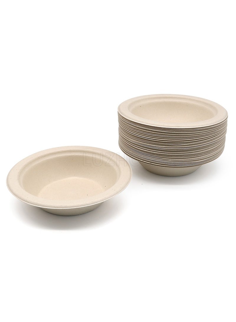 50pcs Disc Disposable Lunch Box Sugarcane Pulp Biodegradable Plate Croissant Cake Light Food Thickened Salad Takeaway Dinner Plate  - Image 1