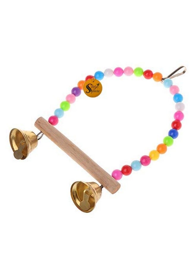 Sage Square Playful Wood Bead Hanging Swing Toy For Small And Medium Birds (Random Colour)  - Image 3