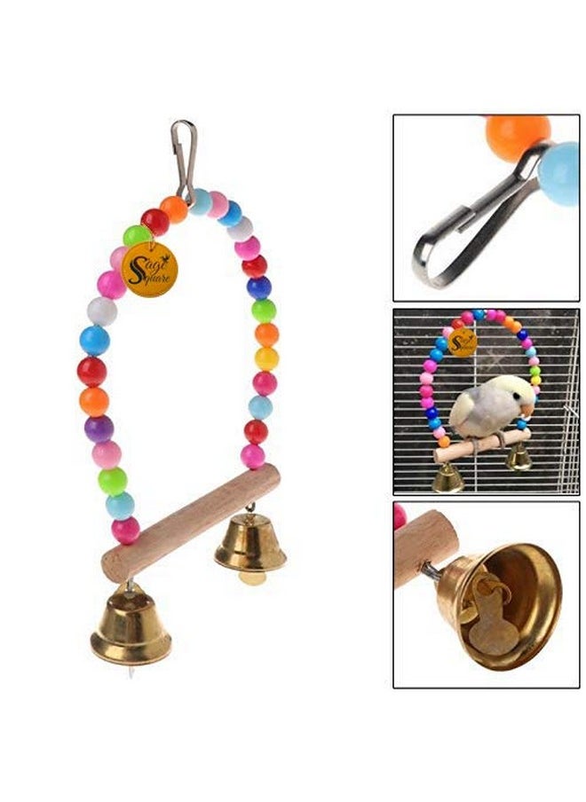 Sage Square Playful Wood Bead Hanging Swing Toy For Small And Medium Birds (Random Colour)  - Image 4