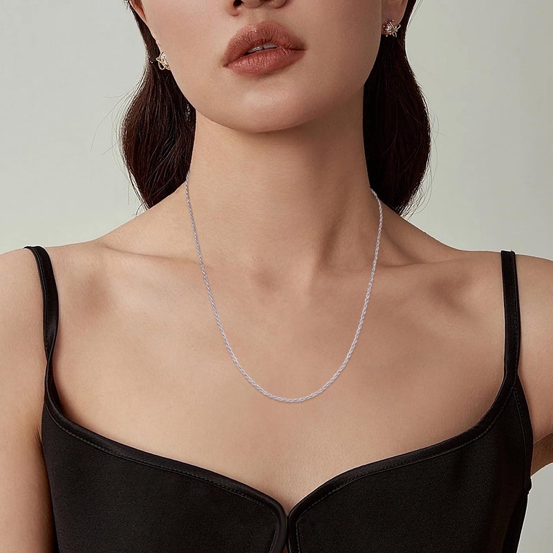 Gacimy 925 Sterling Silver Rope Chain for Women, 1.8mm Thick Silver Chain Necklaces for Women Men, 18 Inches Rope Necklace - Image 3