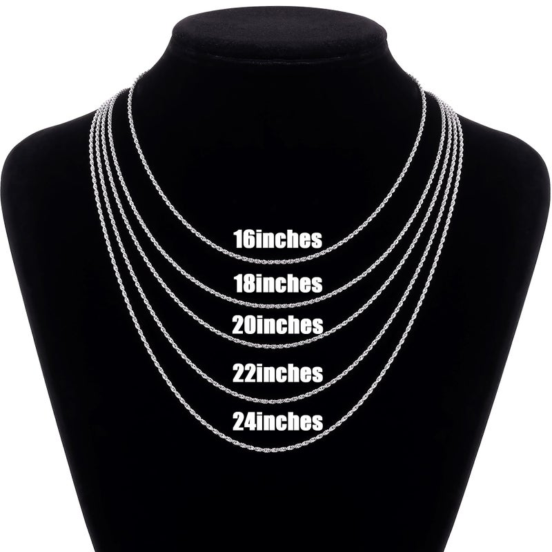 Gacimy 925 Sterling Silver Rope Chain for Women, 1.8mm Thick Silver Chain Necklaces for Women Men, 18 Inches Rope Necklace - Image 2
