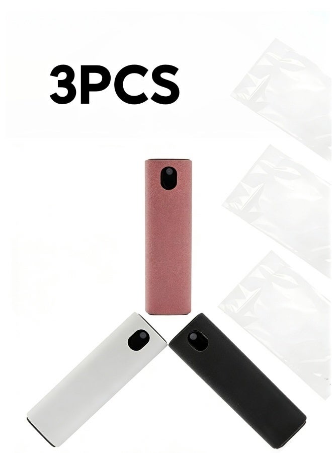 3 قطع منظف شاشة منظف شاشة تعمل باللمس للهواتف المحمولة وأجهزة الكمبيوتر المحمولة والأجهزة اللوحية 3 في 1 بخاخ وقطعة قماش من الألياف الدقيقة قابلة لإعادة التعبئة بالماء ومطهر كحولي - Image 1