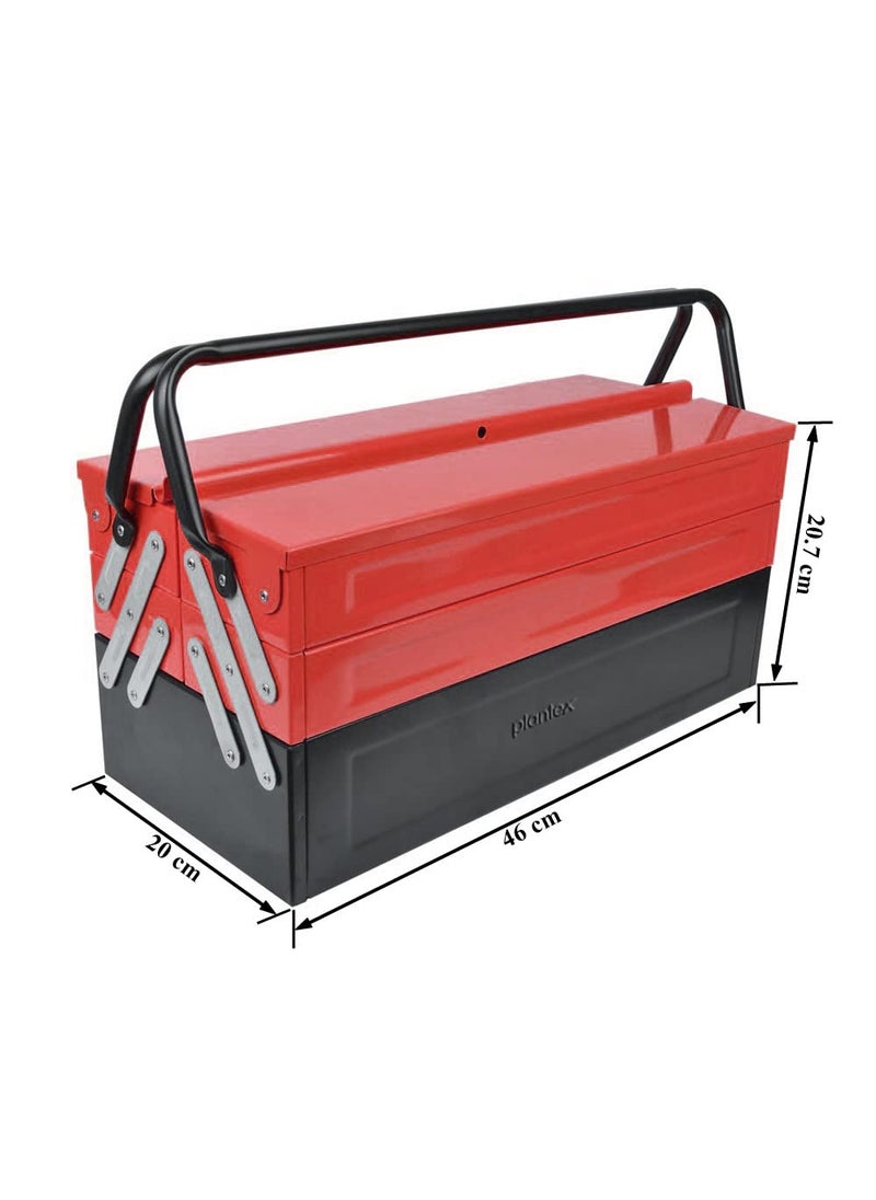 plantex Plantex Tool Box for HomeSturdy Tools Box With Large CapacityEmpty Tool BoxTool Organizer for Carpenter Garage And Home Essential Tools 5 Compartments Red Black Metal  - Image 4