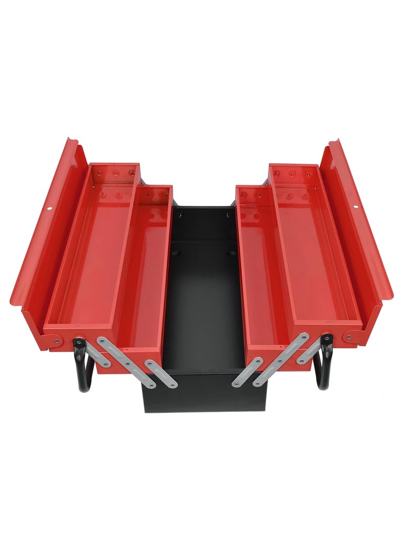 plantex Plantex Tool Box for HomeSturdy Tools Box With Large CapacityEmpty Tool BoxTool Organizer for Carpenter Garage And Home Essential Tools 5 Compartments Red Black Metal  - Image 2