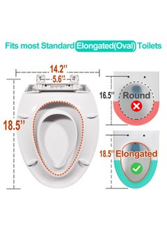 Uming Elongated Toilet Seat with Built-in Potty Training Seat for Toddlers& Adults, Slow Close, Never Loosen, Heavy Duty, Ergonomic, Space Saving Toddler Toilet Seat(Elongated 18.5", Oval)  - Image 3