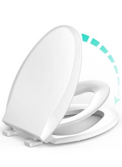 Uming Elongated Toilet Seat with Built-in Potty Training Seat for Toddlers& Adults, Slow Close, Never Loosen, Heavy Duty, Ergonomic, Space Saving Toddler Toilet Seat(Elongated 18.5", Oval)  - Image 1