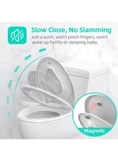 Uming Elongated Toilet Seat with Built-in Potty Training Seat for Toddlers& Adults, Slow Close, Never Loosen, Heavy Duty, Ergonomic, Space Saving Toddler Toilet Seat(Elongated 18.5", Oval)  - Image 4