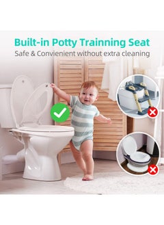 Uming Elongated Toilet Seat with Built-in Potty Training Seat for Toddlers& Adults, Slow Close, Never Loosen, Heavy Duty, Ergonomic, Space Saving Toddler Toilet Seat(Elongated 18.5", Oval)  - Image 2