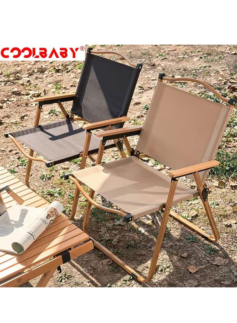Cool Baby COOLBABY Foldaway Chair Folding Garden Camping Chair Folding Camping Outdoor Ultralight Outdoor Picnic Fishing Camping Folding 52X52.5X78cm/20.5X20.7X30.7 Inch Color : Beige - Image 2