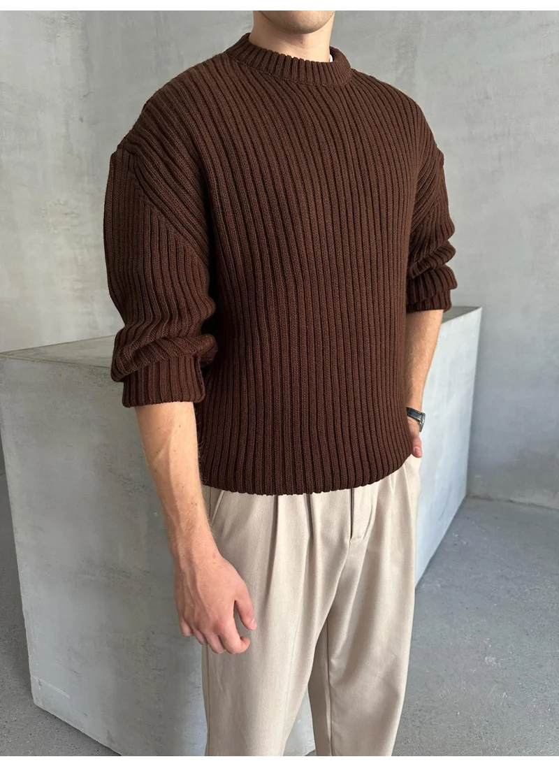 HYMAN Men's Ribbed Knit Oversize Sweater