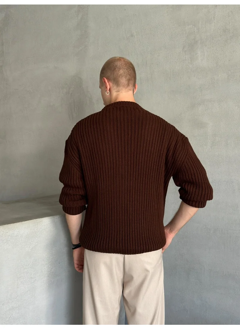 HYMAN Men's Ribbed Knit Oversize Sweater