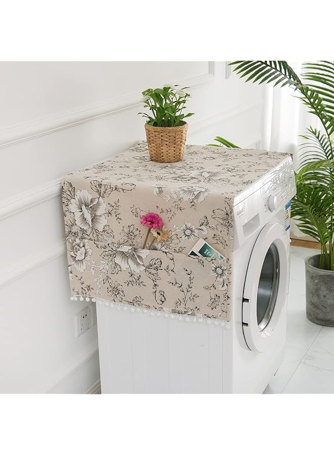 إيروريكس أغطية الغسالة والمجفف للجزء العلوي من الغسالة، حصيرة واقية غير قابلة للانزلاق، غطاء مجفف مقاوم للغبار لغرفة الغسيل والمطبخ، غطاء واقي مقاوم للماء وقابل للغسل على شكل زهرة، غطاء سطح الطاولة - Image 1