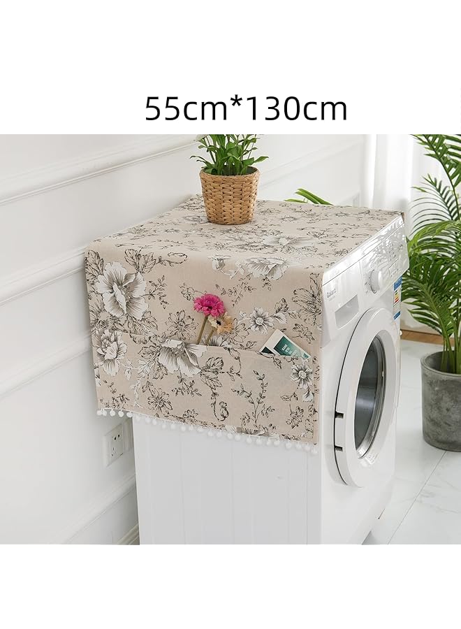 إيروريكس أغطية الغسالة والمجفف للجزء العلوي من الغسالة، حصيرة واقية غير قابلة للانزلاق، غطاء مجفف مقاوم للغبار لغرفة الغسيل والمطبخ، غطاء واقي مقاوم للماء وقابل للغسل على شكل زهرة، غطاء سطح الطاولة - Image 3