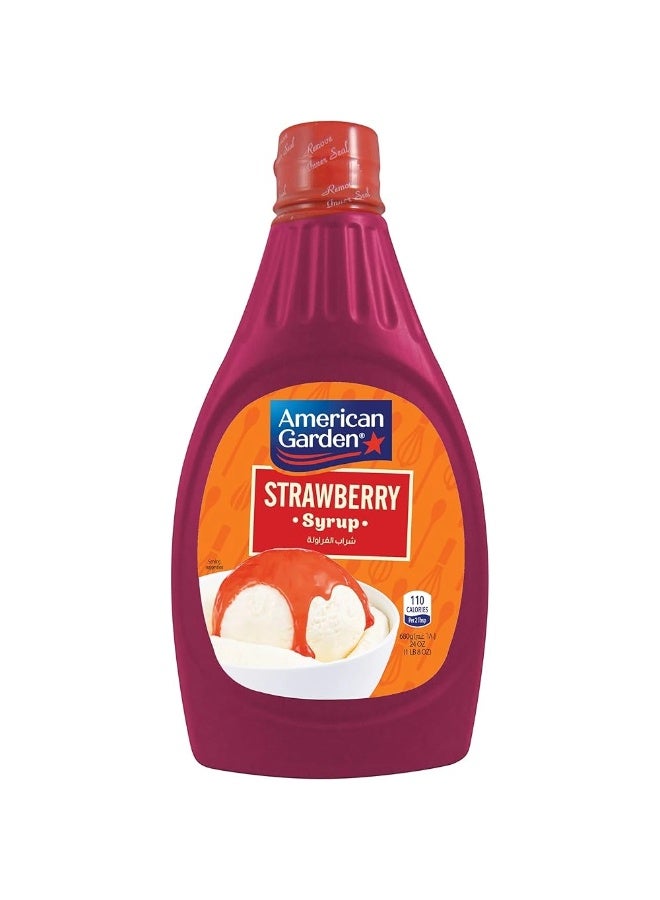 شراب الفراولة من أمريكان جاردن في زجاجة ضغط سهلة الاستخدام - 680 مل
