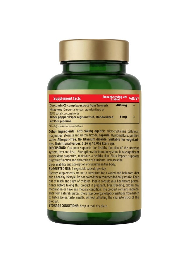 Cosmo Pharm Curcumin + Piperine 95% 400mg with C3 Complex | Supports Joints & Antioxidant Defense | 90 Vegetable Capsules - Image 2