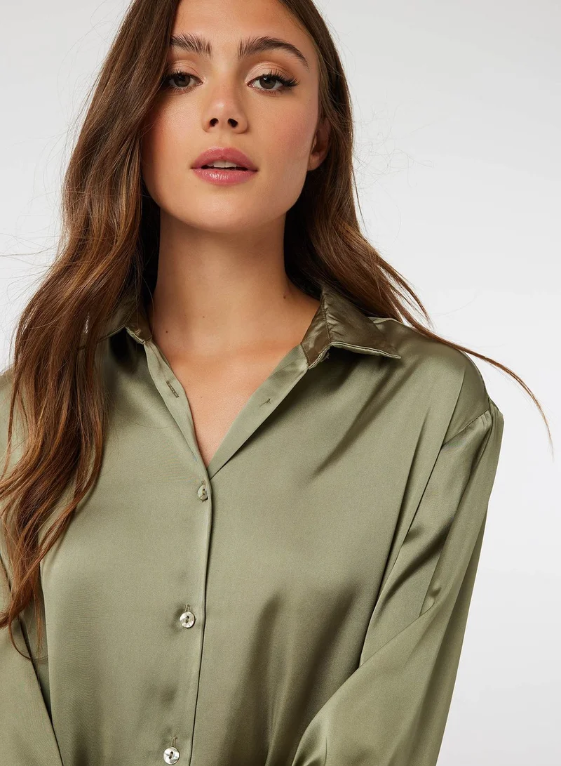 Ardene Button Down Satin Shirt