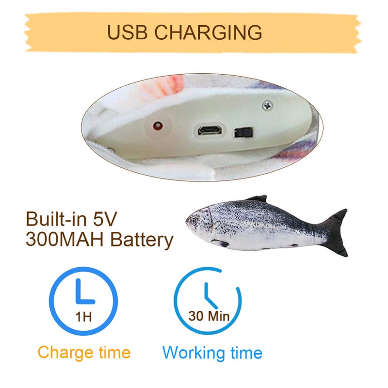 Electric Flopping Simulation Fish Cats Toy for Biting Chewing Kicking Funny Interactive Pets Toys USB Charging Fish Toy Kitten-Perfect - Image 3