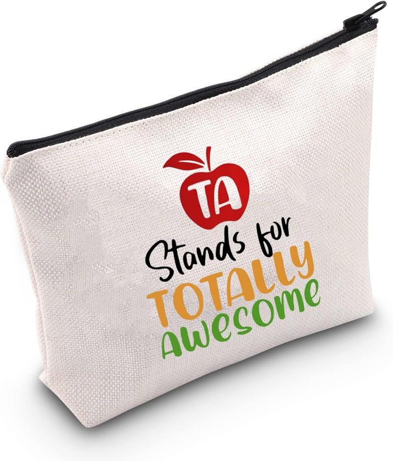 LEVLO Teacher Assistants Gifts TA Stands For Totally Awesome Makeup Bags End Of Term Gift TA Bags (TA Stands For Totally Awesome)