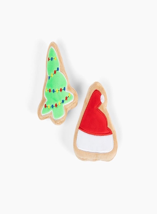 Midlee Christmas Sugar Cookie Catnip Cat Toys- Festive Santa Hat & Christmas Tree Plush Set, Soft Cotton with Polyfill, Holiday Decor Gift for Cats - Image 1