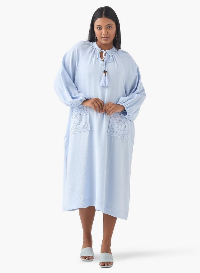  أولا بوبكن فستان بجيوب كروشيه من أولا بوبكن بياقة برباط - Image 1