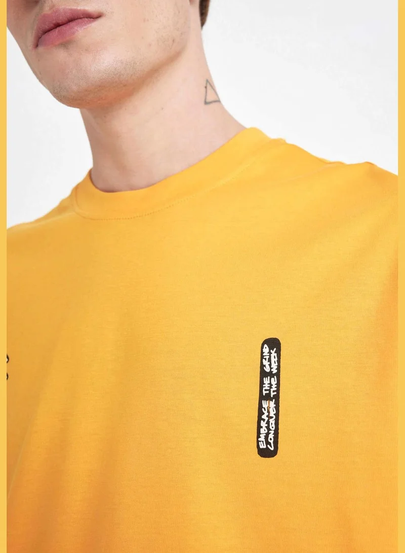 DeFacto Comfort Fit Crew Neck Printed T-Shirt