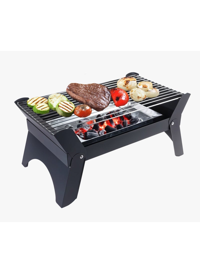 GREEN LION Qudra Foldable BBQ Grill with Removable Grill Grate & Easy to Clean / Portable / Spacious Grill Surface / Space-Saving Design / Material Steel - Black - Image 1