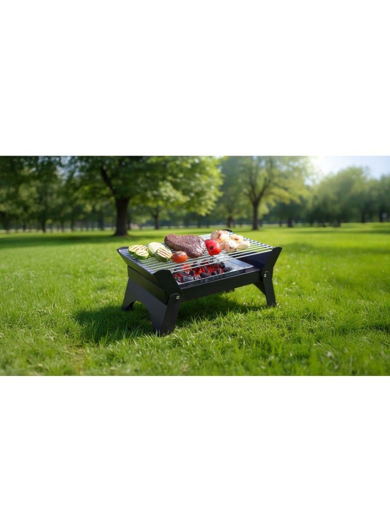 GREEN LION Qudra Foldable BBQ Grill with Removable Grill Grate & Easy to Clean / Portable / Spacious Grill Surface / Space-Saving Design / Material Steel - Black - Image 4