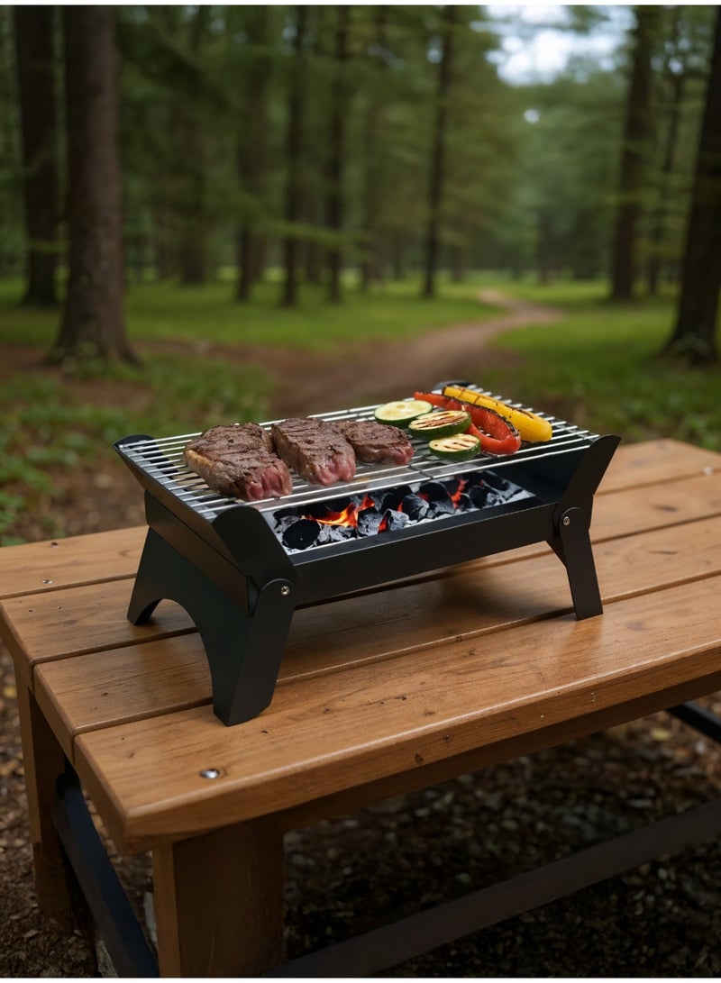 GREEN LION Qudra Foldable BBQ Grill with Removable Grill Grate & Easy to Clean / Portable / Spacious Grill Surface / Space-Saving Design / Material Steel - Black - Image 2