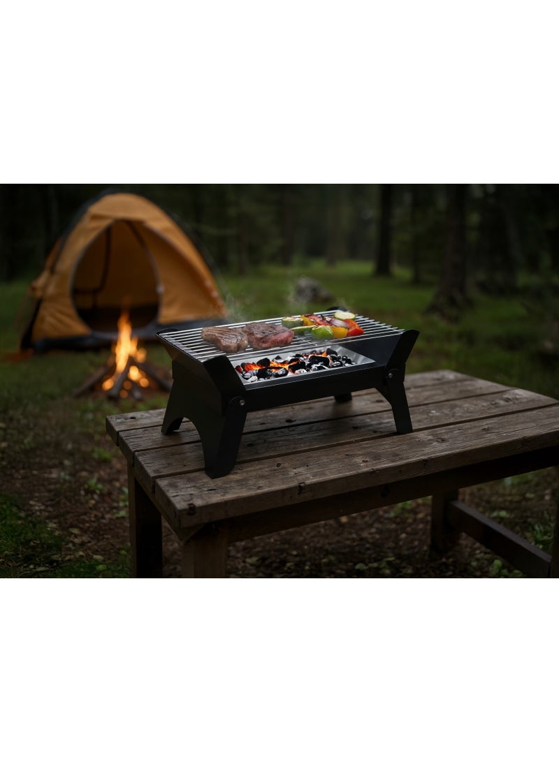 GREEN LION Qudra Foldable BBQ Grill with Removable Grill Grate & Easy to Clean / Portable / Spacious Grill Surface / Space-Saving Design / Material Steel - Black - Image 3