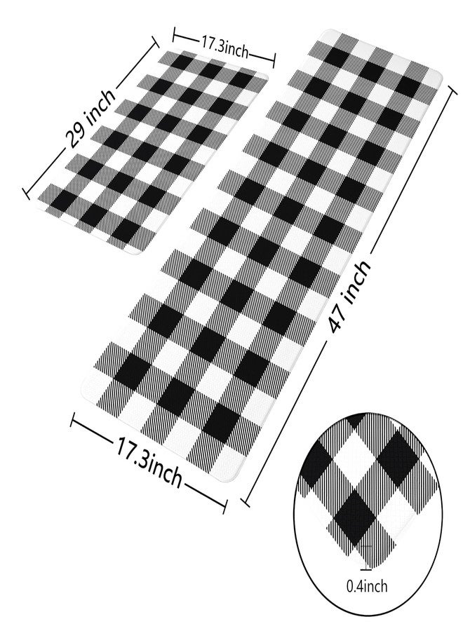 VivaNest Black Buffalo Check Plaid Grid Kitchen Rug Sets [2 PCs], Anti-Fatigue, Waterproof Non-Slip Kitchen Mats Heavy Duty Ergonomic Comfort Foam Rug for Floor, Home, Laundry,17.3"x29"+17.3"x47" - Image 4
