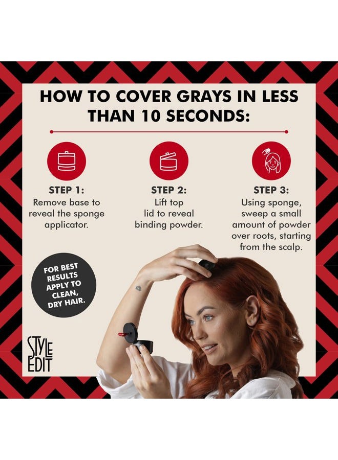 STYLE EDIT Root Touch Up Powder by Style Edit | Dark Red Hair Color Coverage | Mineral-Infused Hairline Concealer for Grays and Roots | 0.13 oz. Tub - Image 5