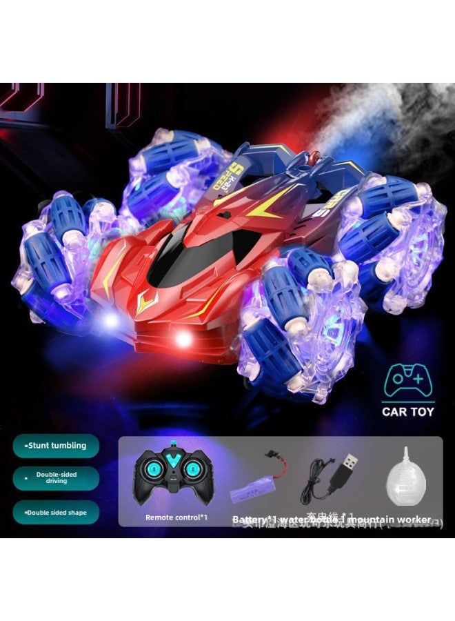 Children's Remote Control Car Gesture Sensing Four-wheel Drive High-speed Off-road Drift Stunt Car Charging Remote Control Car Boy-color:Colorful Large Wheel Double-sided Stunt Car-blue (handle Remote Control)-Specifications:Great Value Dual Battery - Image 1