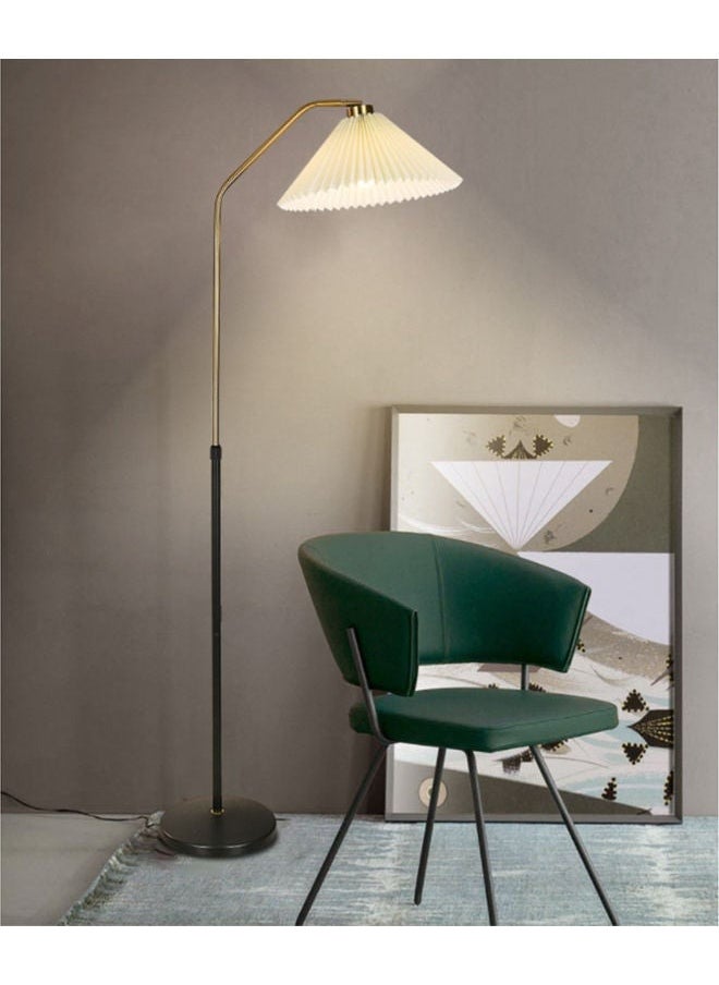 Enjoylifeme - Modern Pleated Cloth Cover LED Floor Lamp 12 Watt with Warm Light Metal Black 174x41 cm - Image 1