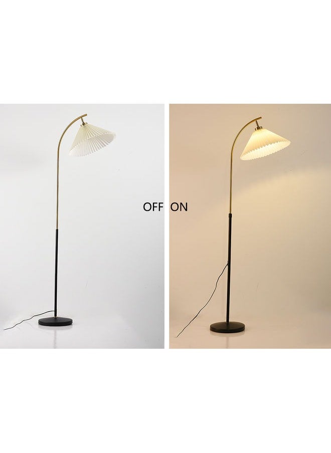Enjoylifeme - Modern Pleated Cloth Cover LED Floor Lamp 12 Watt with Warm Light Metal Black 174x41 cm - Image 1