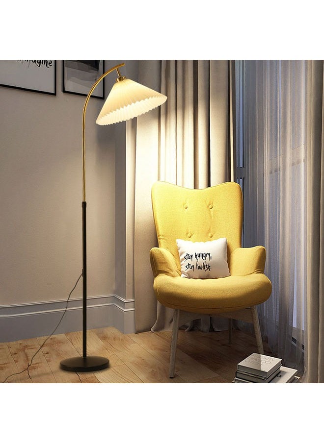 Enjoylifeme - Modern Pleated Cloth Cover LED Floor Lamp 12 Watt with Warm Light Metal Black 174x41 cm - Image 1