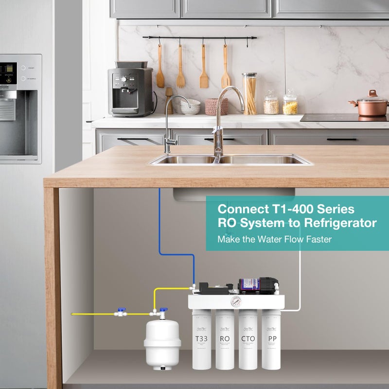 SimPure Small Water Pressure Tank for Tankless Reverse Osmosis System, RO Water Storage Tank with Fittings for Refrigerator, Ice Maker, Suitable for 1/4" and 3/8" Water Pipes - Image 4