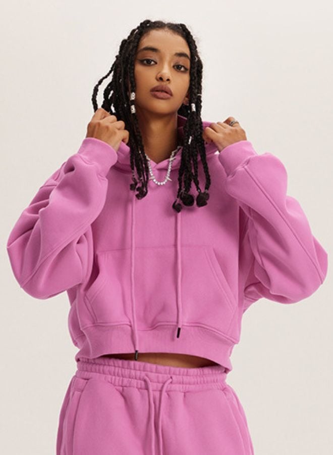 Mei Stylish Women's Long Sleeve Cropped Pullover Hoodie - Image 1