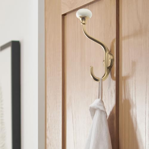 TUNNY Coat Hooks - 5 Pack Champagne Bronze Towel Hooks Robe Hooks Decorative Wall Hooks for Bathroom Bedroom Kitchen Towel Robe Clothes Cabinet Closet Bathroom Hardware - Image 3