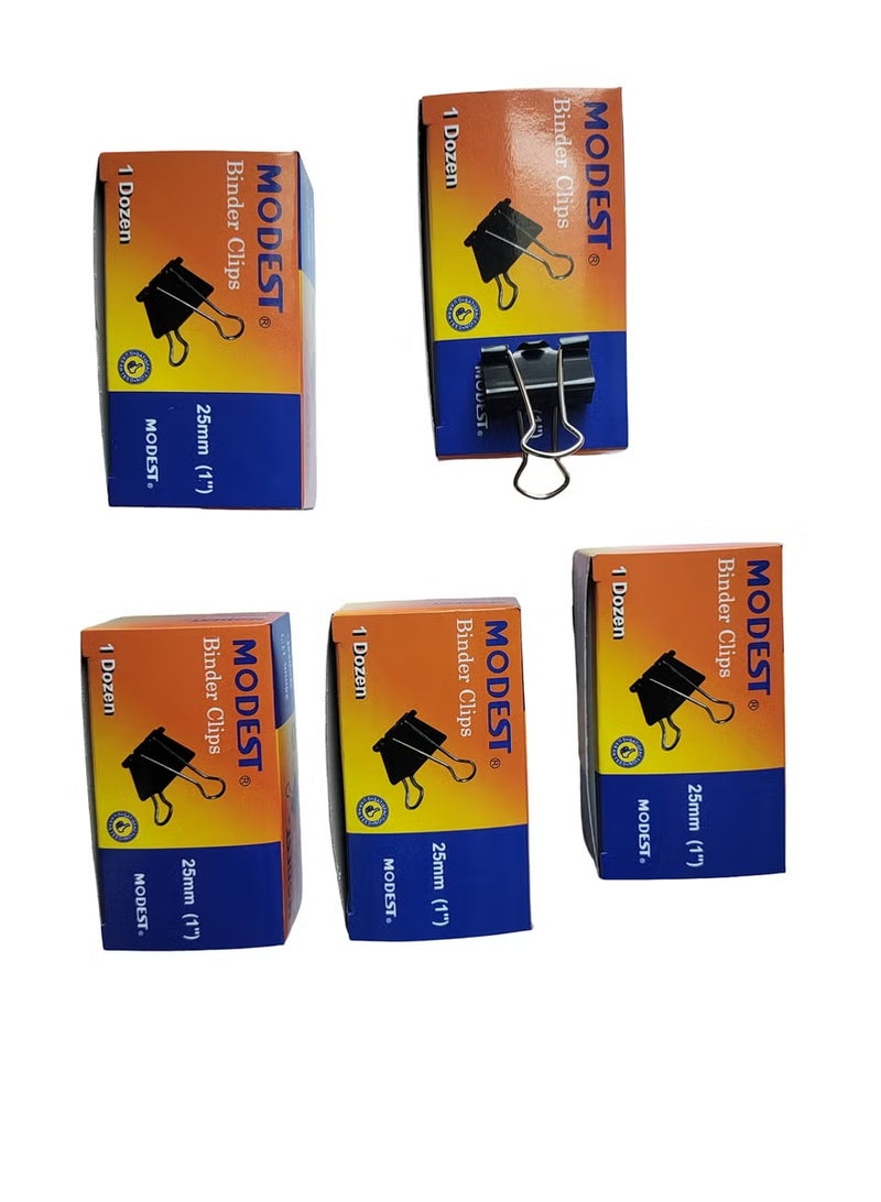 موديست مشبك ورق مزدوج MODEST / مشبك مستندات بحجم 25 مم (1 بوصة) – 12 علبة تحتوي كل منها على 12 مشبك (المجموع 144 مشبكًا) - Image 1